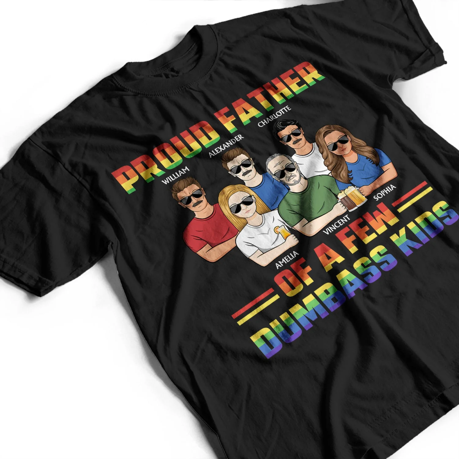 Proud Dad Of A Few - Funny Gift For Pride Dad, Father, Grandpa - Personalized T Shirt - Image 3