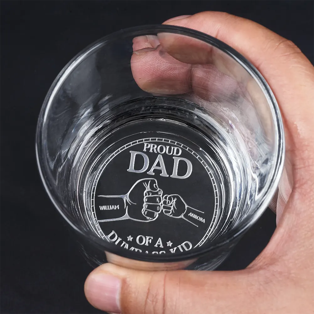 Proud Dad Of A Few Pet And Children Hand Punch - Personalized Engraved Whiskey Glass - Image 4
