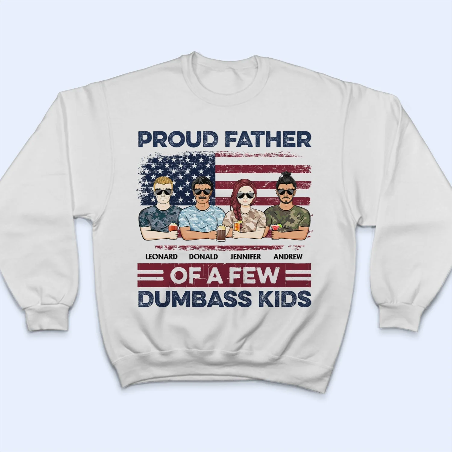Proud Father Of A Few Background Options - Funny Gift For Dad, Father, Grandpa - Personalized T Shirt - Image 5