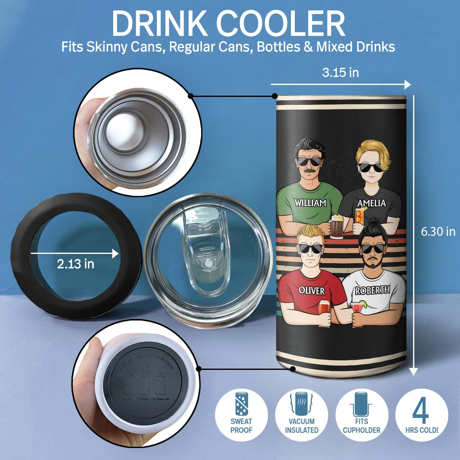 Proud Father Of A Few - Funny Gift For Dad, Father, Grandpa - Personalized 4 In 1 Can Cooler Tumbler - Image 4