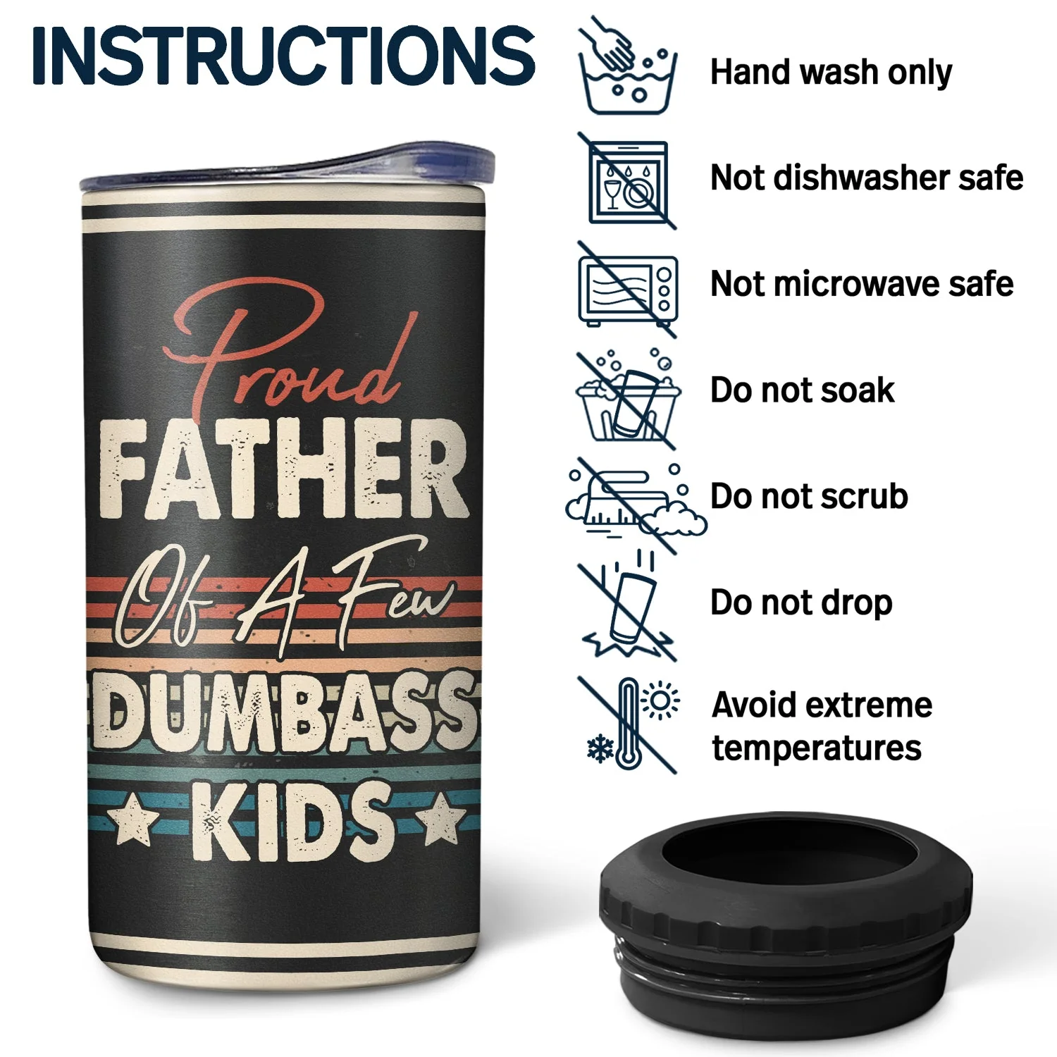 Proud Father Of A Few - Funny Gift For Dad, Father, Grandpa - Personalized 4 In 1 Can Cooler Tumbler - Image 5