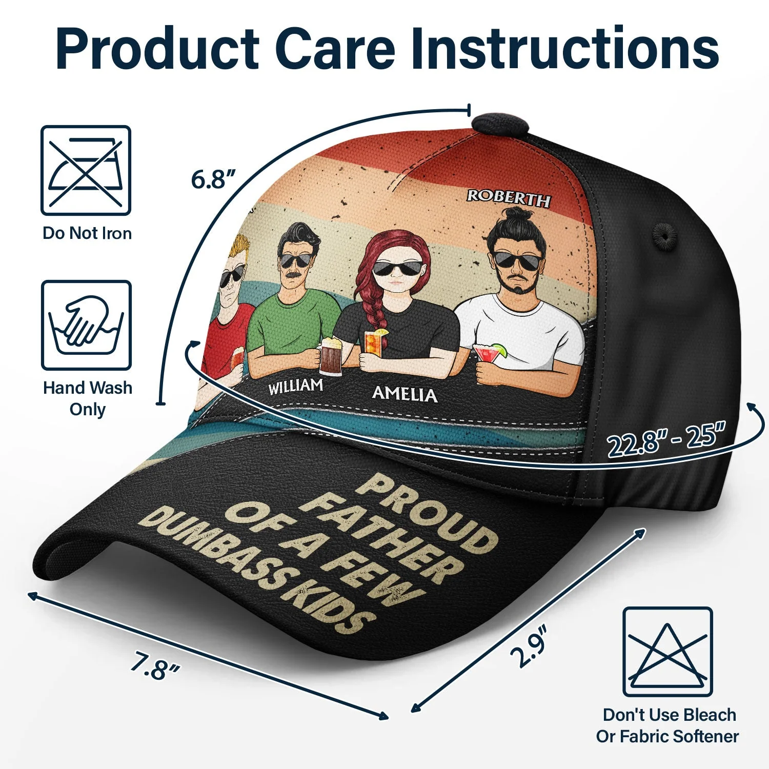 Proud Father Of A Few - Funny Gift For Dad, Father, Grandpa - Personalized Classic Cap - Image 7