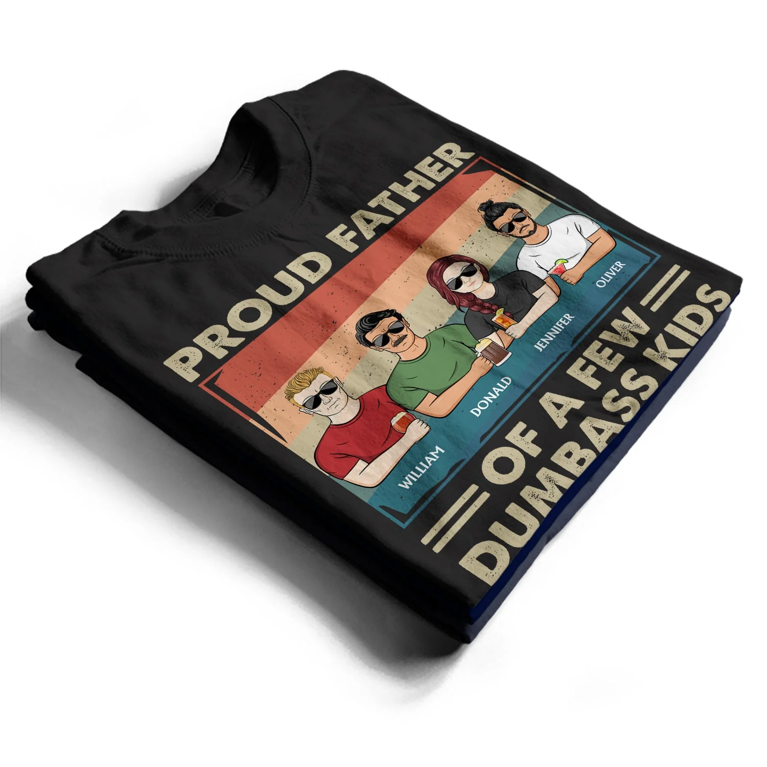 Proud Father Of A Few Kid & Adult - Funny Gift For Dad, Father, Grandpa - Personalized T Shirt - Image 3