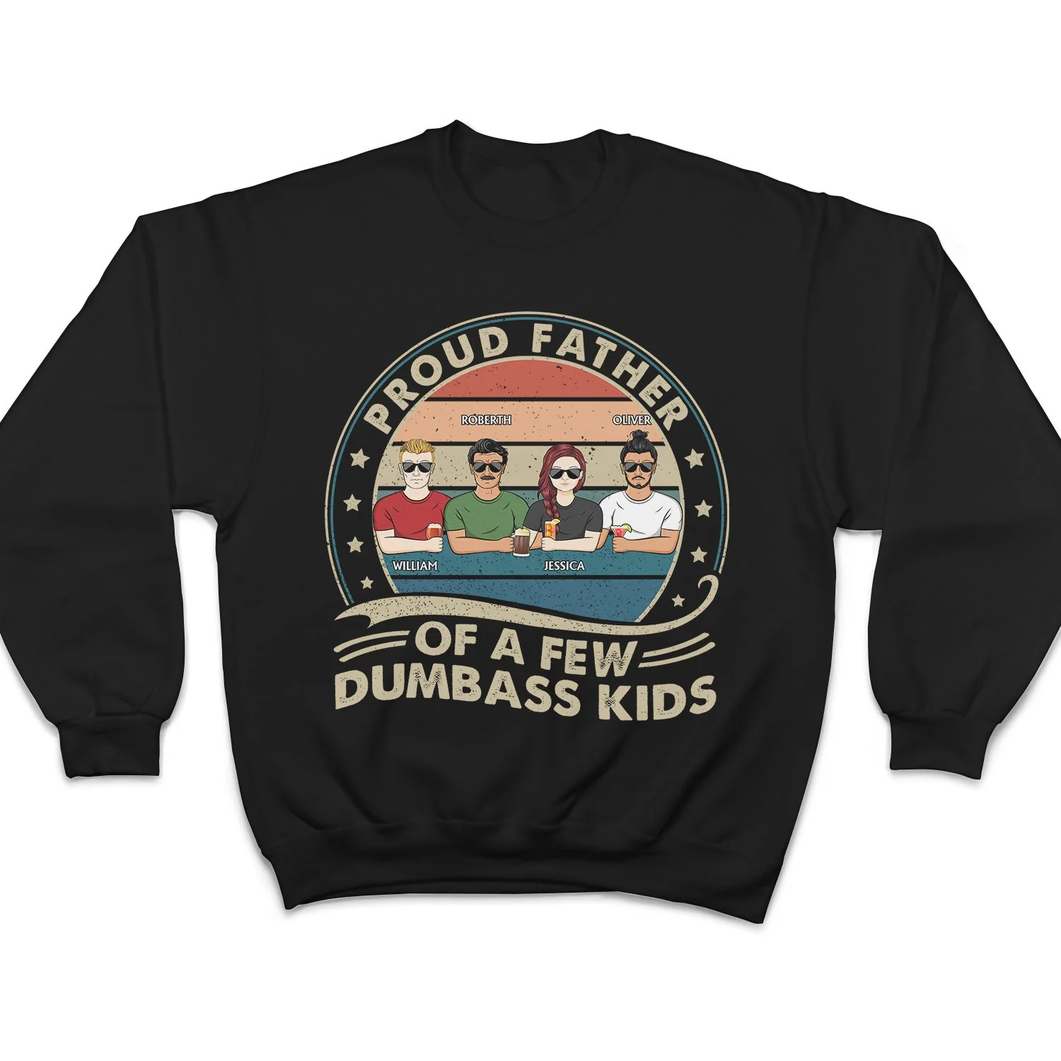 Proud Father Of A Few Retro - Funny Gift For Dad, Father, Grandpa - Personalized T Shirt - Image 5