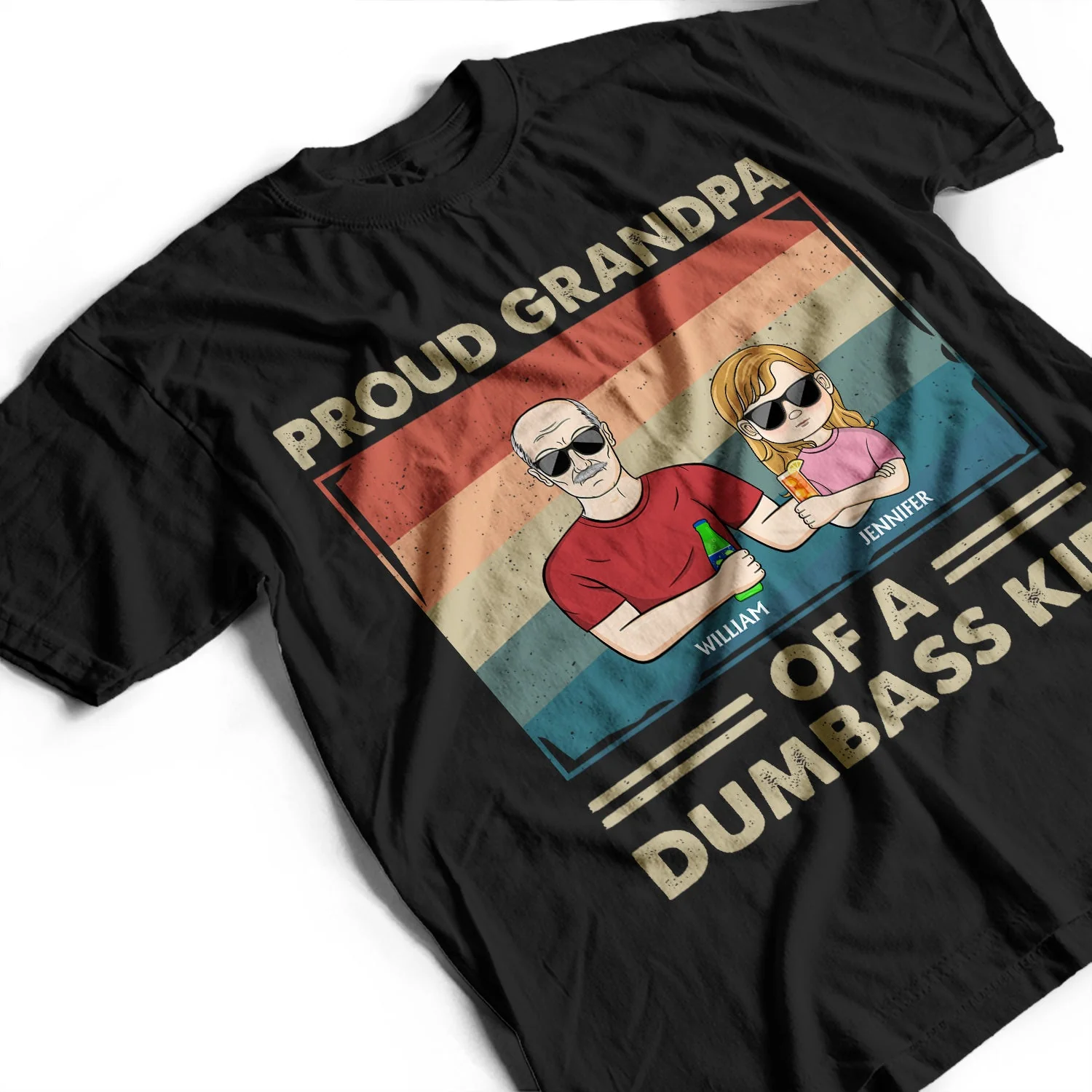 Proud Grandpa Of A Few Kids - Funny Gift For Grandfather, Grandpa, Grandparents - Personalized T Shirt - Image 3