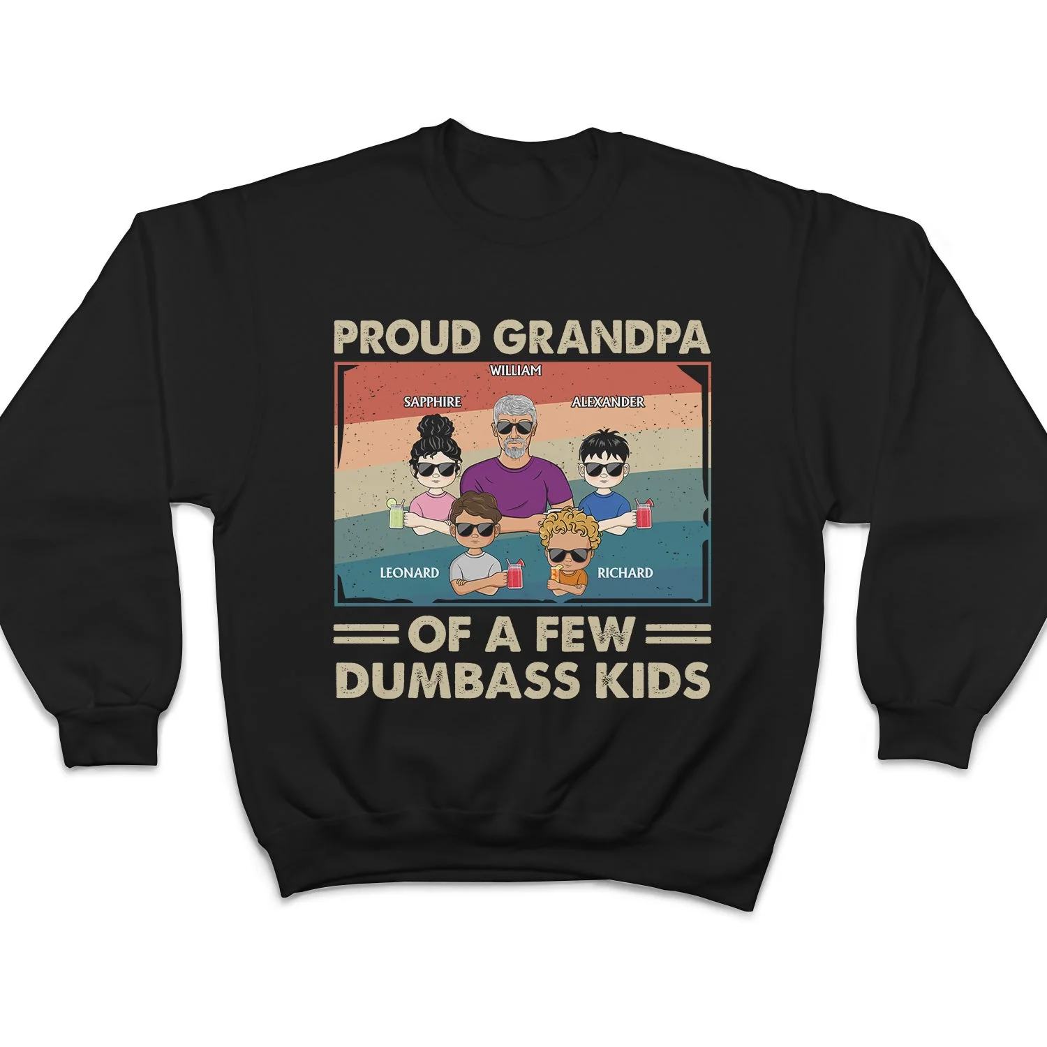 Proud Grandpa Of A Few Kids - Funny Gift For Grandfather, Grandpa, Grandparents - Personalized T Shirt - Image 5