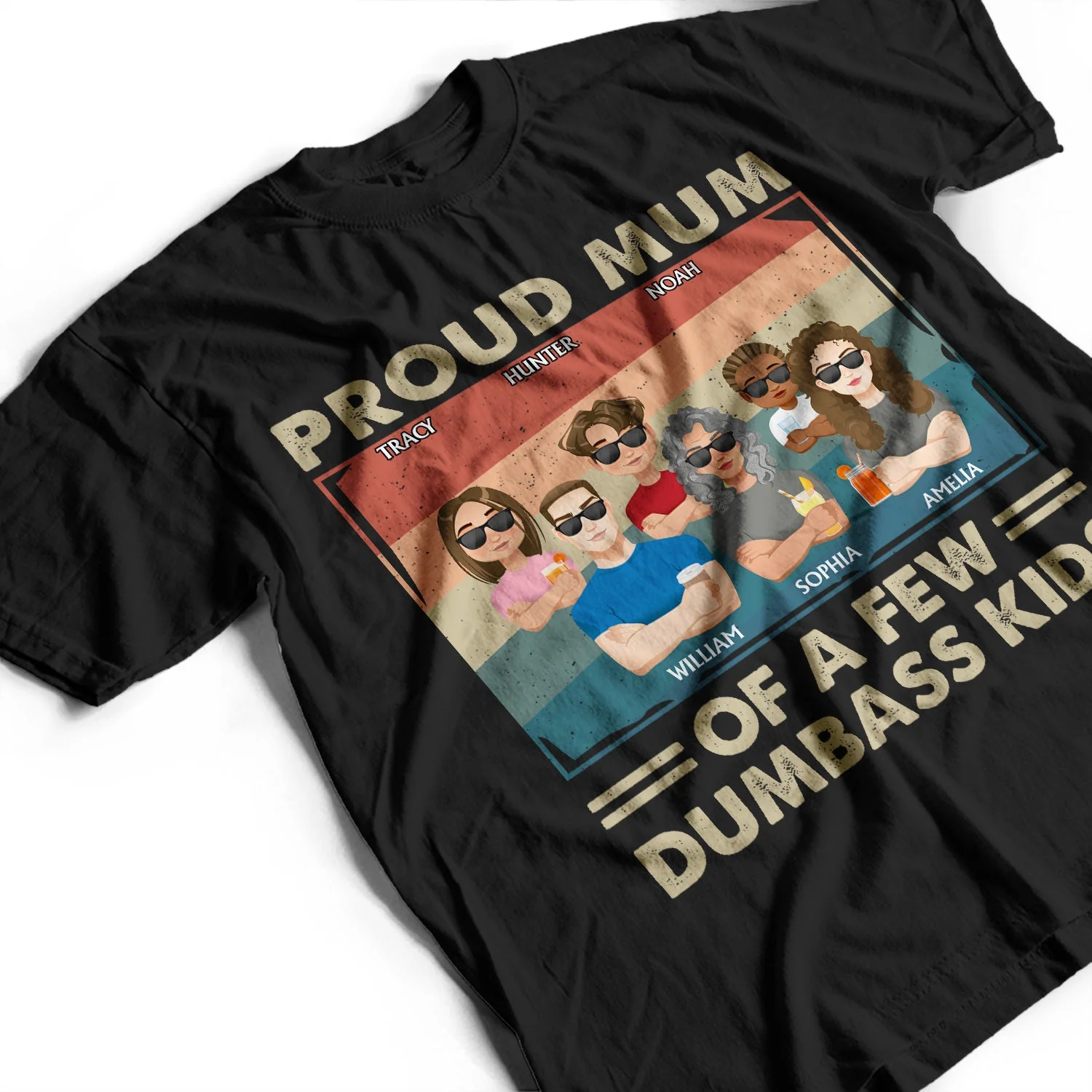 Proud Mother Of A Few Kid & Adult Flat Art - Funny Gift For Mom, Mother, Grandma - Personalized T Shirt - Image 3