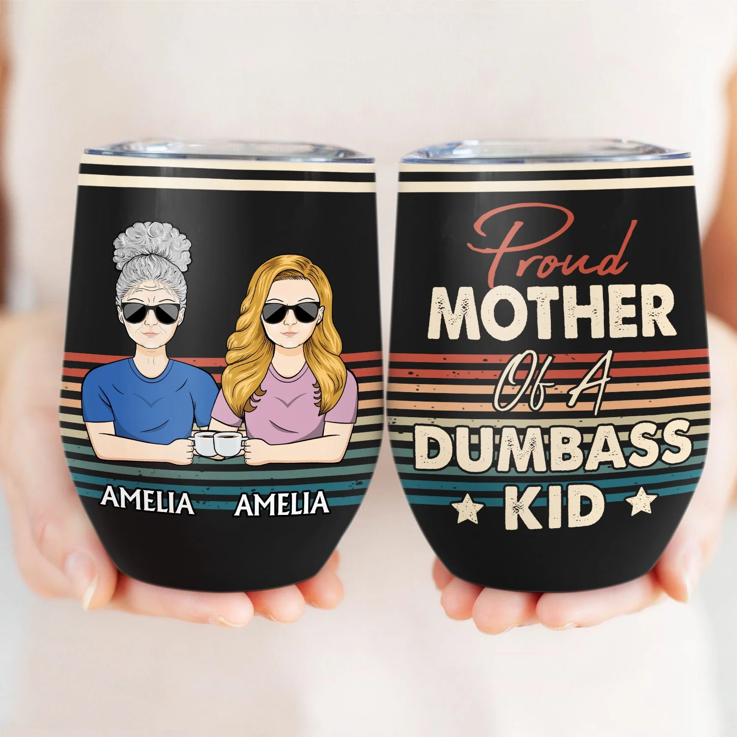 Proud Mother Of A Few Kids - Funny Gift For Mom, Mother, Grandma - Personalized Wine Tumbler - Image 3