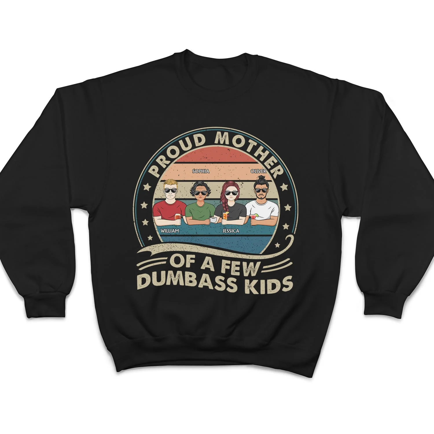 Proud Mother Of A Few Kids Retro - Funny Gift For Mom, Mother, Grandma - Personalized T Shirt - Image 5