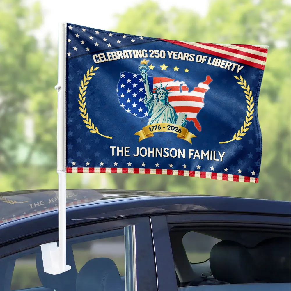 Proud To Be An American 250th Anniversary USA - Personalized Car Flag - Image 3