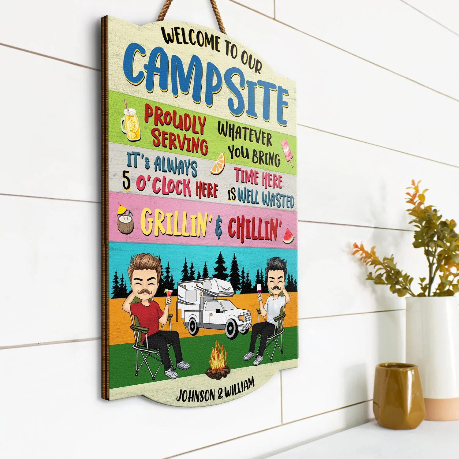 Proudly Serving Whatever You Bring - Gift For Camping Lover - Personalized Custom Shaped Wood Sign - Image 2