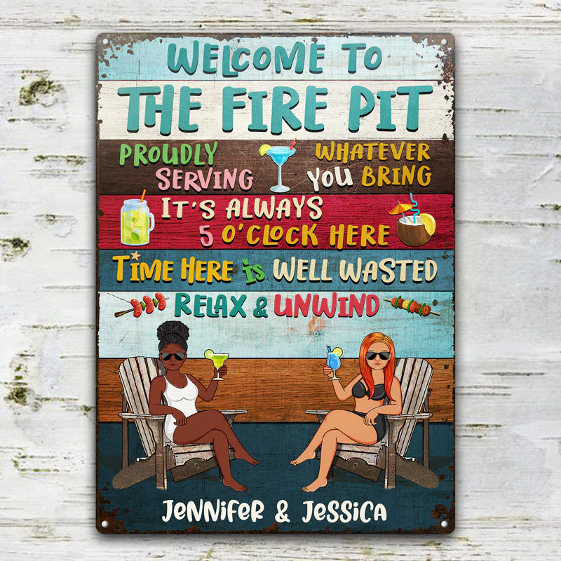 Proudly Serving Whatever You Bring Lake Life Pontoon Boat - Couple Gift - Personalized Custom Classic Metal Signs - Image 2