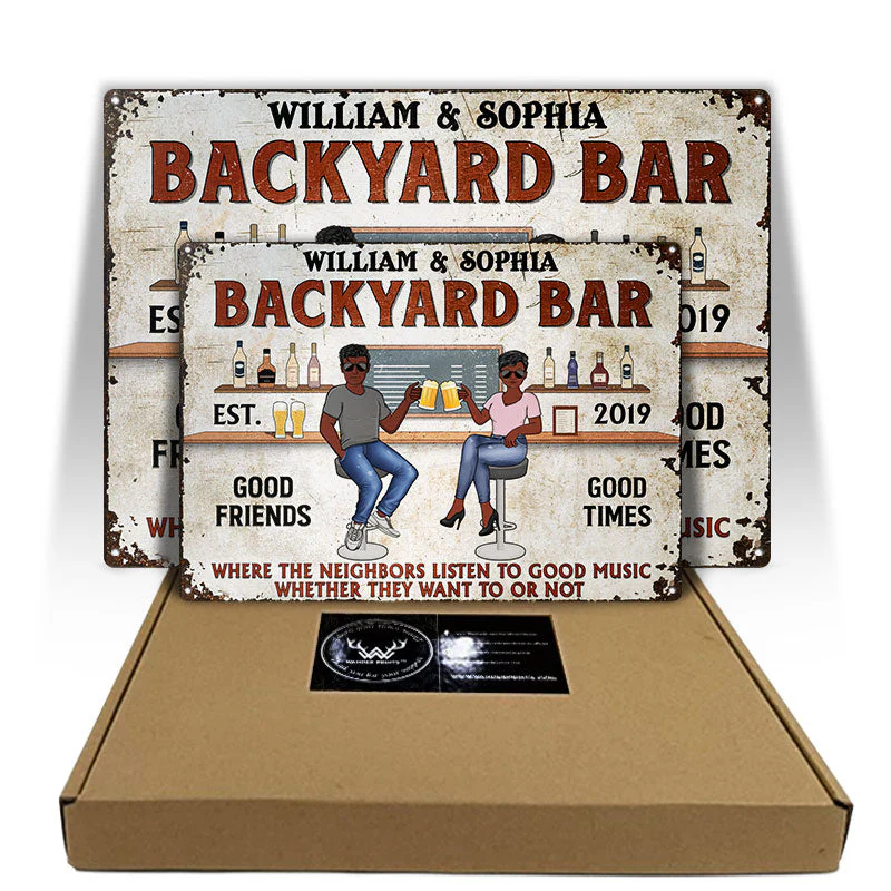 Proudly Serving Whatever You Bring Vintage Husband Wife - Couple Gift - Personalized Custom Classic Metal Signs - Image 3