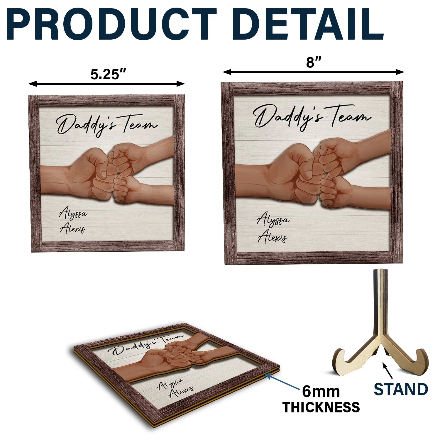 Punching Hand - Birthday, Loving Gift For Mom, Mum, Nana, Dad, Papa - Personalized 2-Layered Wooden Plaque With Stand - Image 5