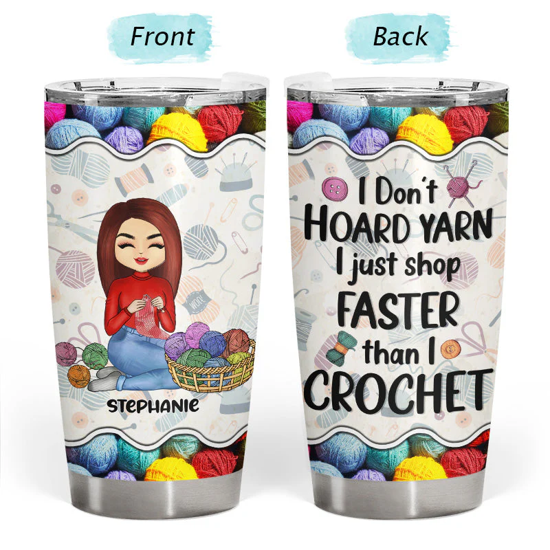 Punching People Is Frowned Upon - Gift For Crochet - Personalized Custom Tumbler - Image 3