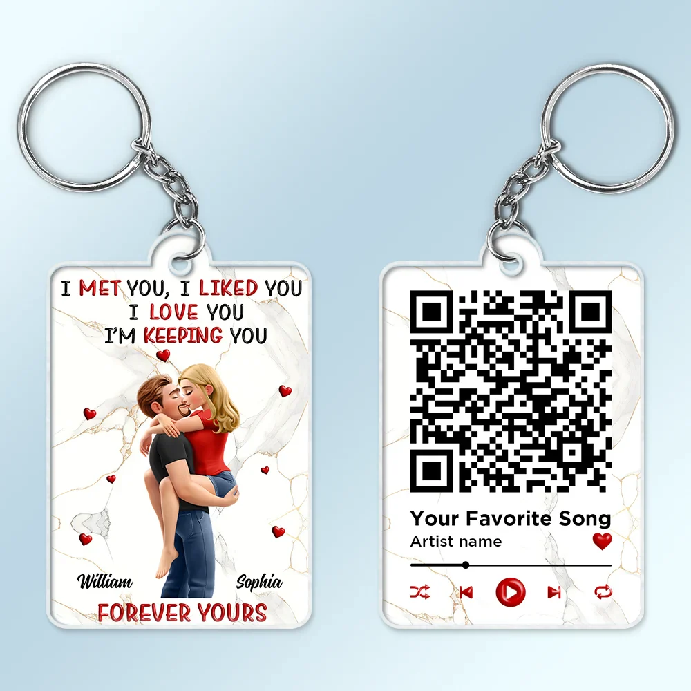 QR Code Forever Yours Favorite Song Couple - Personalized Acrylic Keychain