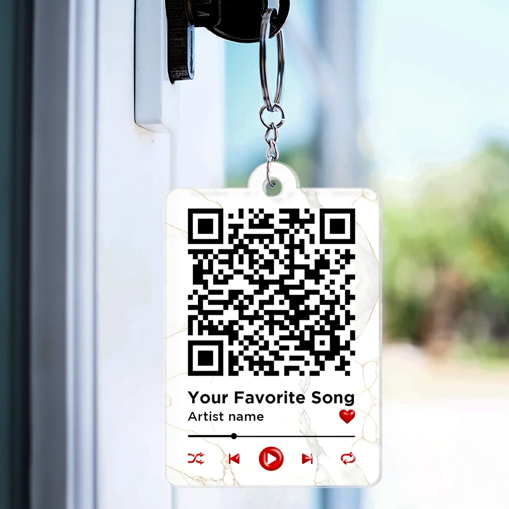 QR Code Forever Yours Favorite Song Couple - Personalized Acrylic Keychain - Image 4