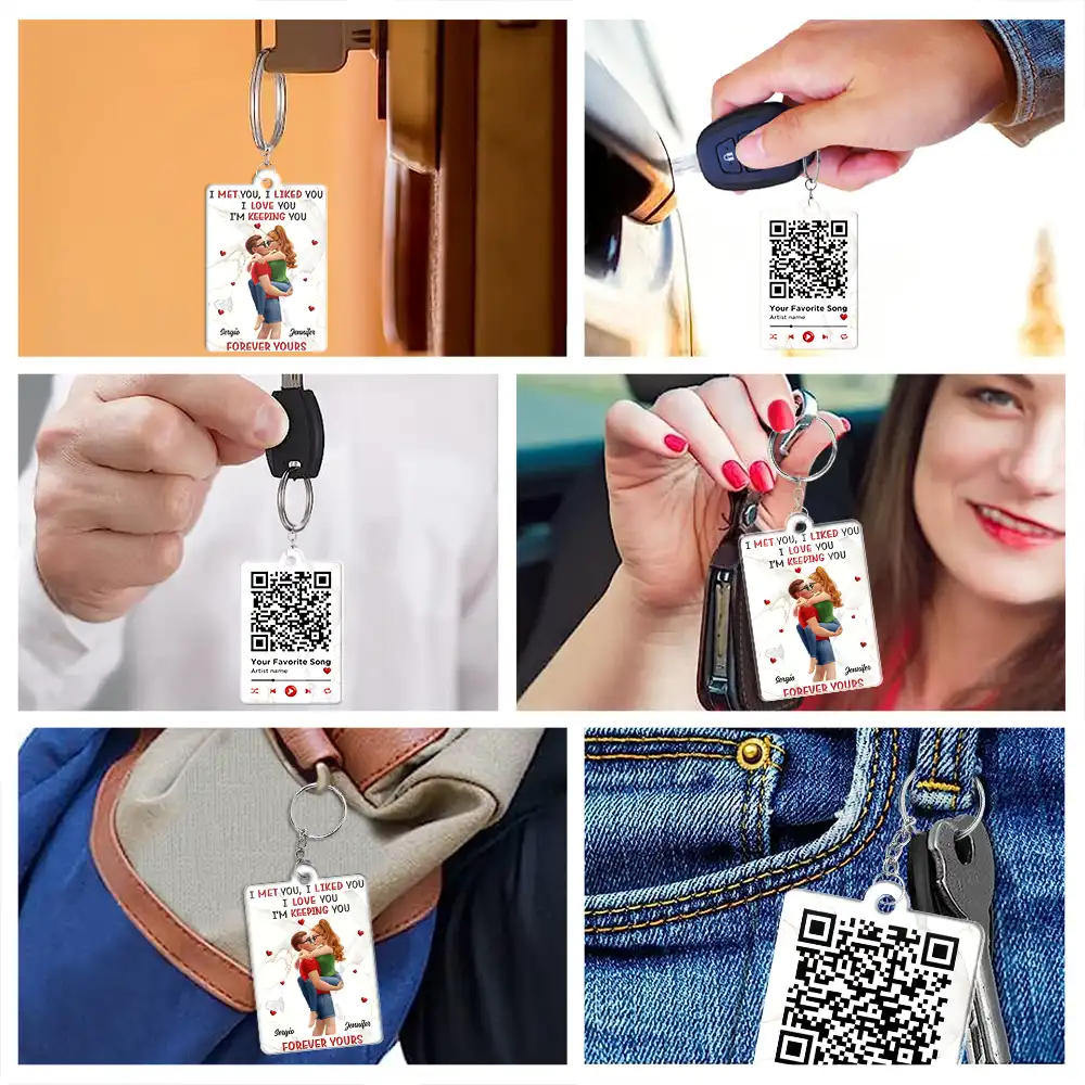 QR Code Forever Yours Favorite Song Couple - Personalized Acrylic Keychain - Image 6