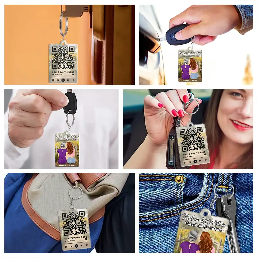 QR Code Mother Daughters Forever Linked Together - Personalized Acrylic Keychain - Image 7
