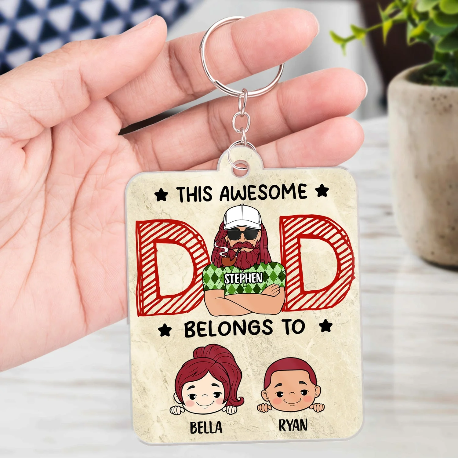 Qr Code This Awesome Dad Belongs To - Personalized Acrylic Keychain - Image 6