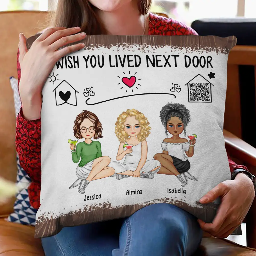 QR Code Voice Upload Bestie I Wish You Lived Next Door - Personalized Pillow - Image 3
