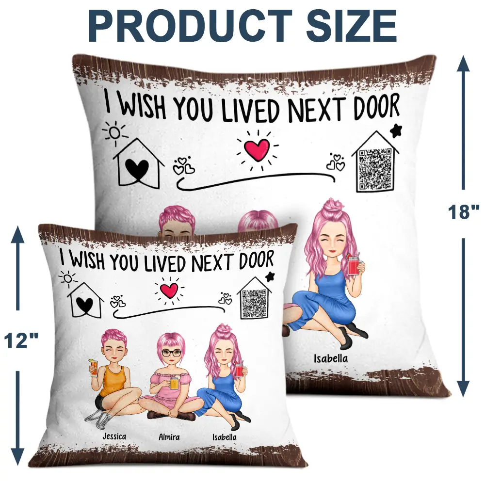 QR Code Voice Upload Bestie I Wish You Lived Next Door - Personalized Pillow - Image 5
