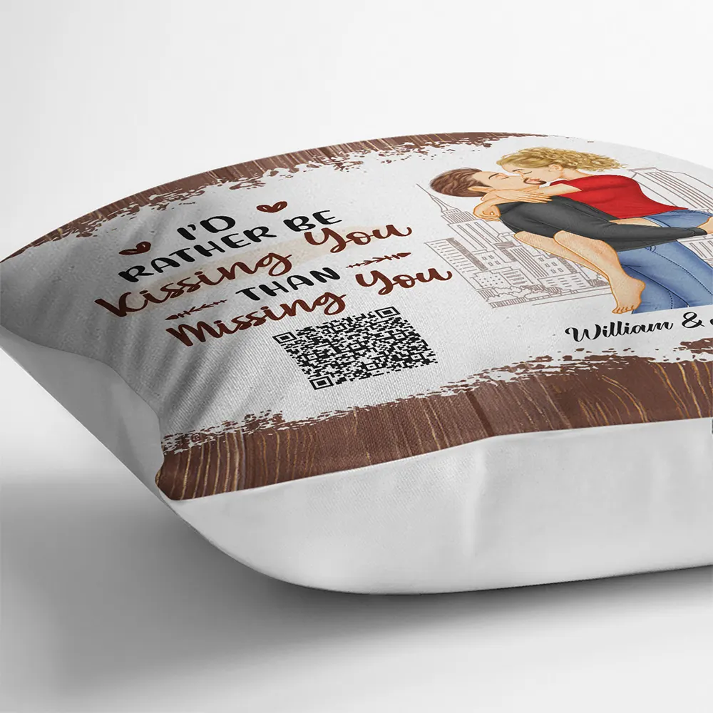 QR Code Voice Upload Couple I'd Rather Be Kissing You - Personalized Pillow - Image 4