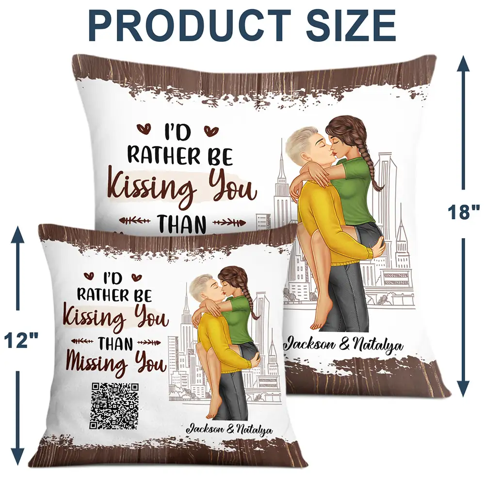 QR Code Voice Upload Couple I'd Rather Be Kissing You - Personalized Pillow - Image 5