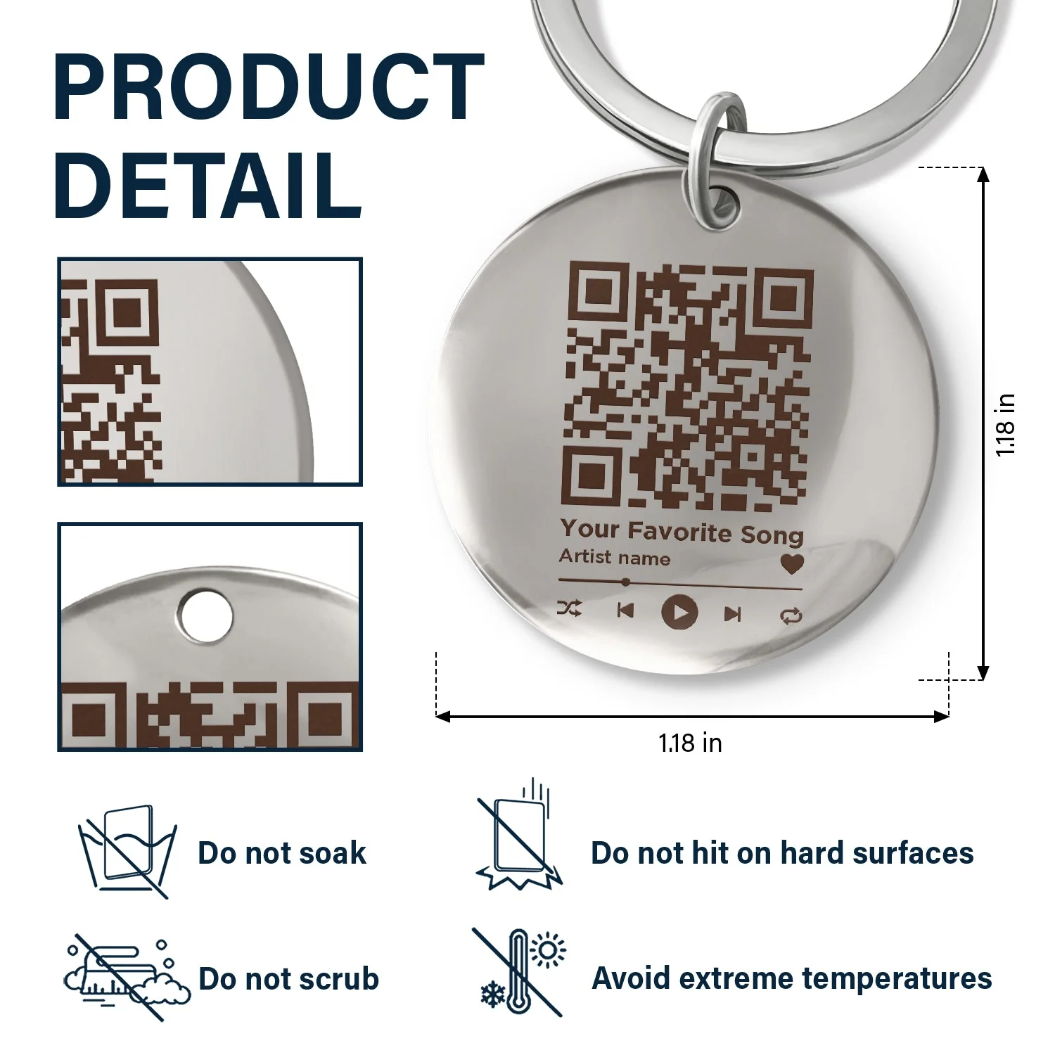 QR Code Your Favorite Song - Gift For Yourself, Gift For Family - Personalized Keyring - Image 5