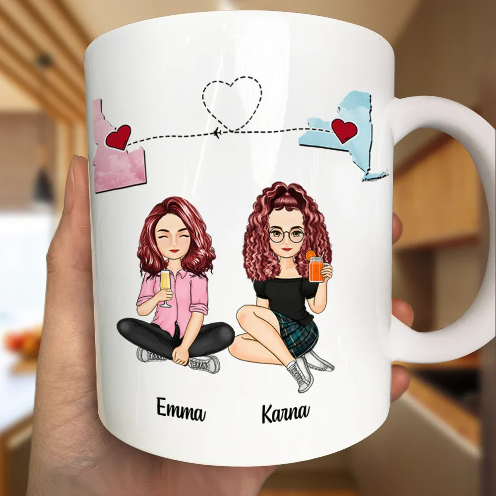 QR Voice Upload Code Miles Apart But Besties At Heart - Personalized Mug - Image 4