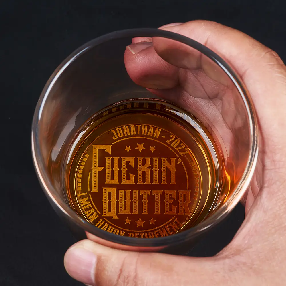 Quitter I Mean Happy Retirement - Personalized Engraved Whiskey Glass - Image 2