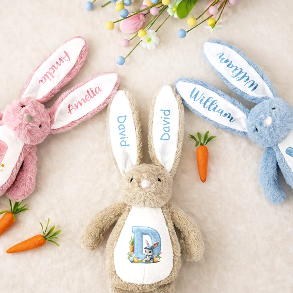 Rabbit Alphabet Letters Faux Chenille - Personalized Soft Toy Bunny - Image 6