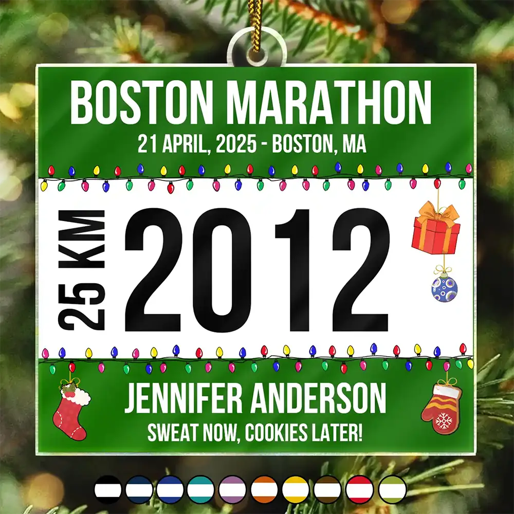 Race Bib For Runner Christmas - Personalized Custom Shaped Acrylic Ornament - Image 2