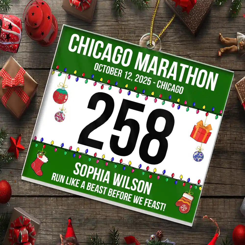 Race Bib For Runner - Personalized Custom Shaped Acrylic Ornament - Image 5