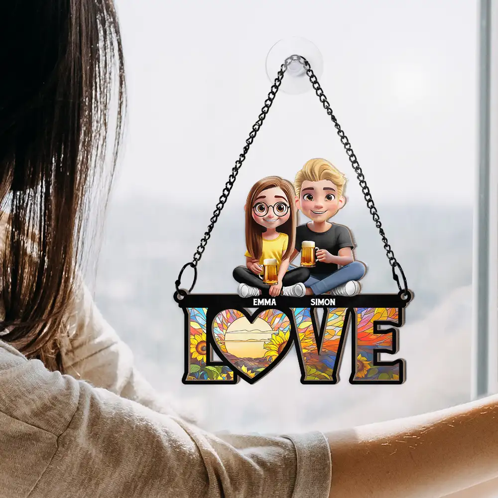 Rainbow Love Is Love - Personalized Window Hanging Suncatcher Ornament - Image 4