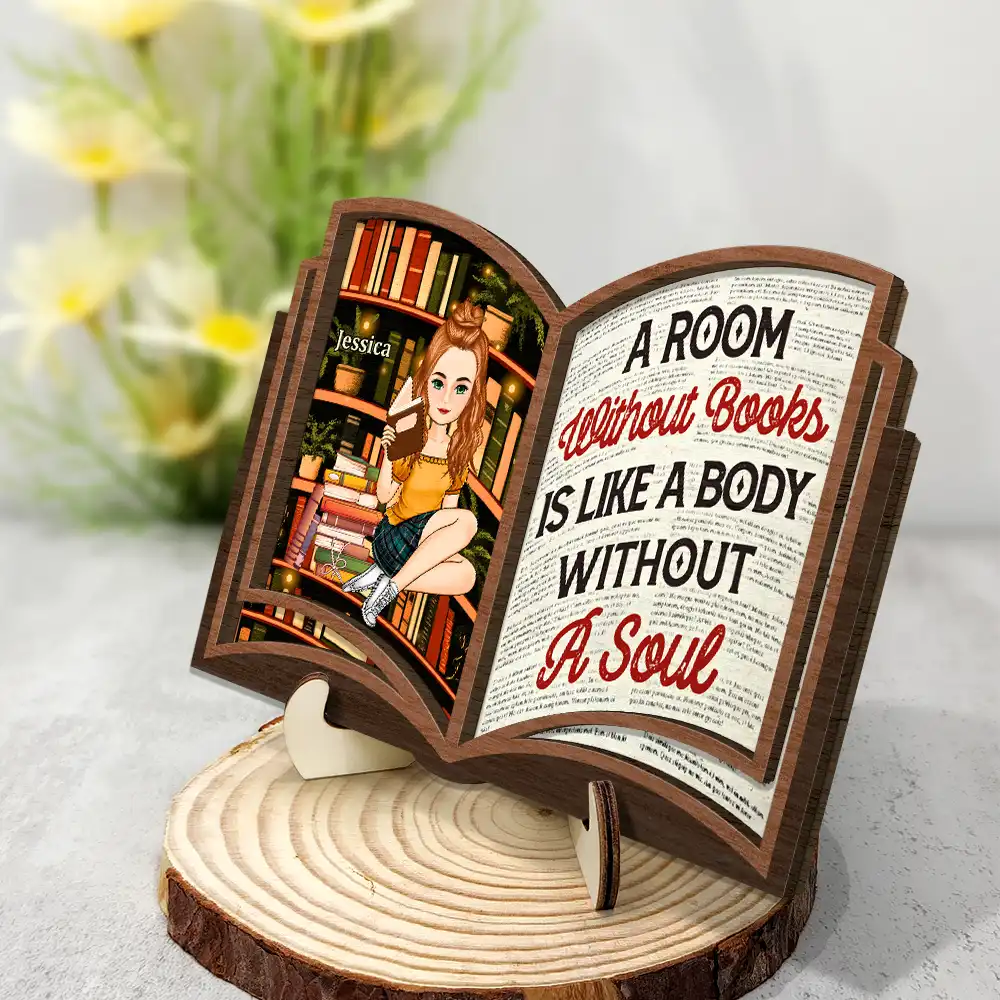Reading Between The Pages Of A Book Is My Favorite Place To Be - Personalized 2-Layered Wooden Plaque With Stand - Image 2