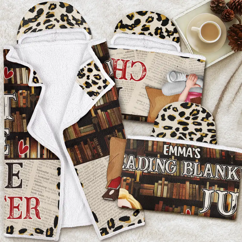 Reading Blanket Just A Girl Who Loves Books - Personalized Wearable Hooded Blanket - Image 4