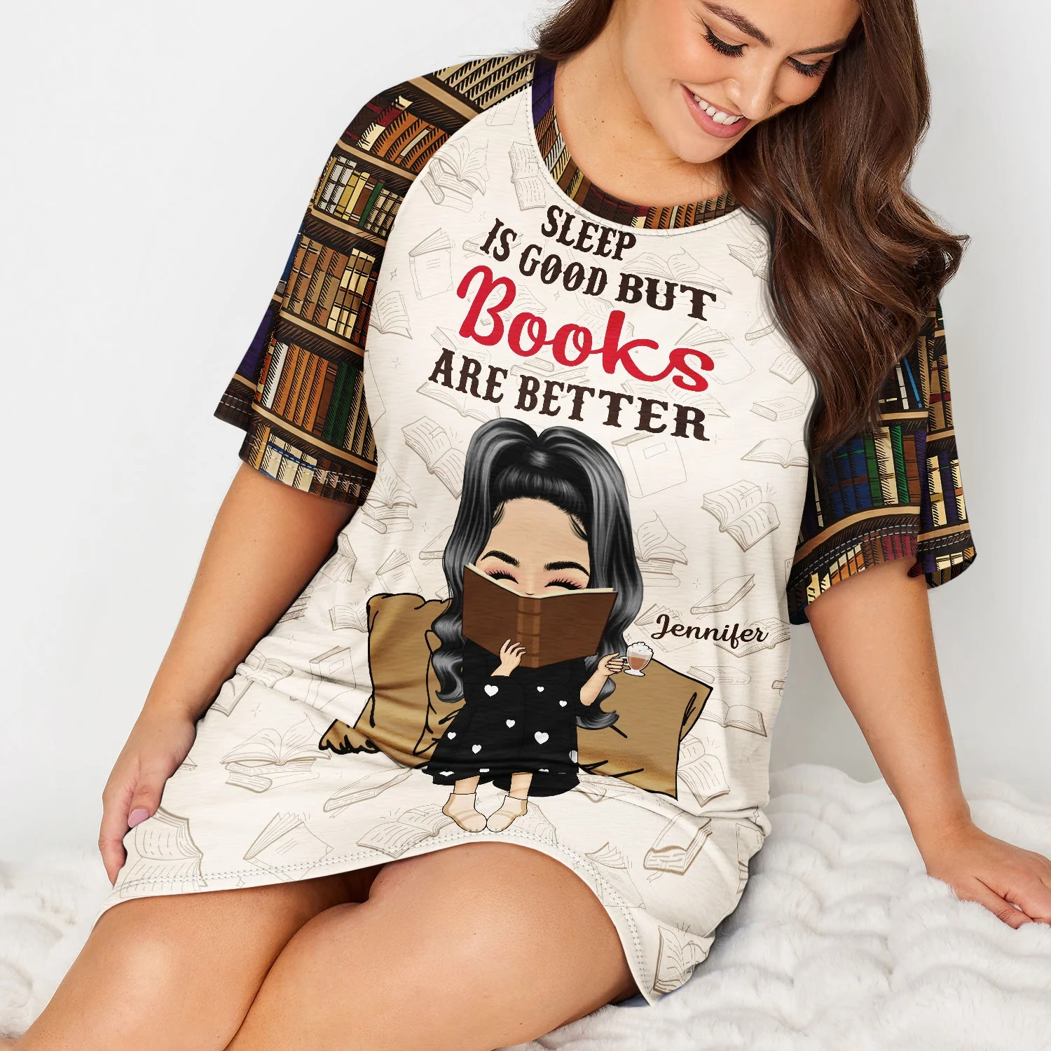 Reading Books Are Better - Gift For Book Lovers, Gift For Women - Personalized Women's Sleep Tee - Image 4
