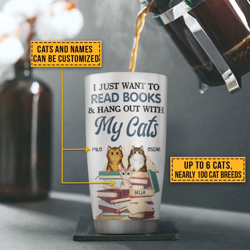 Reading Books Kitten Cat Lady I Just Want To Custom Tumbler - Image 6