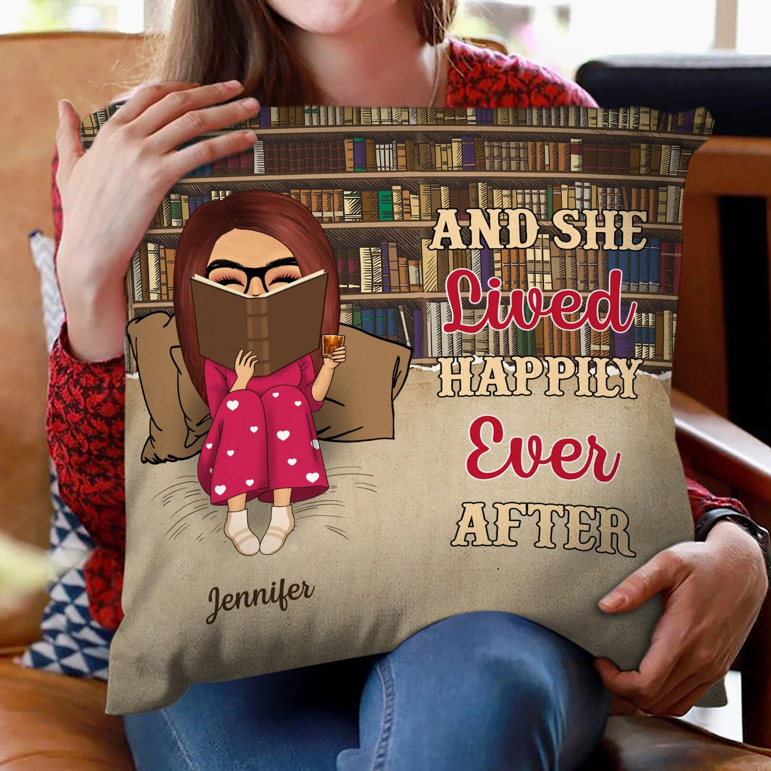 Reading Chibi Girl Just A Girl Who Loves Books - Personalized Custom Pillow - Image 2