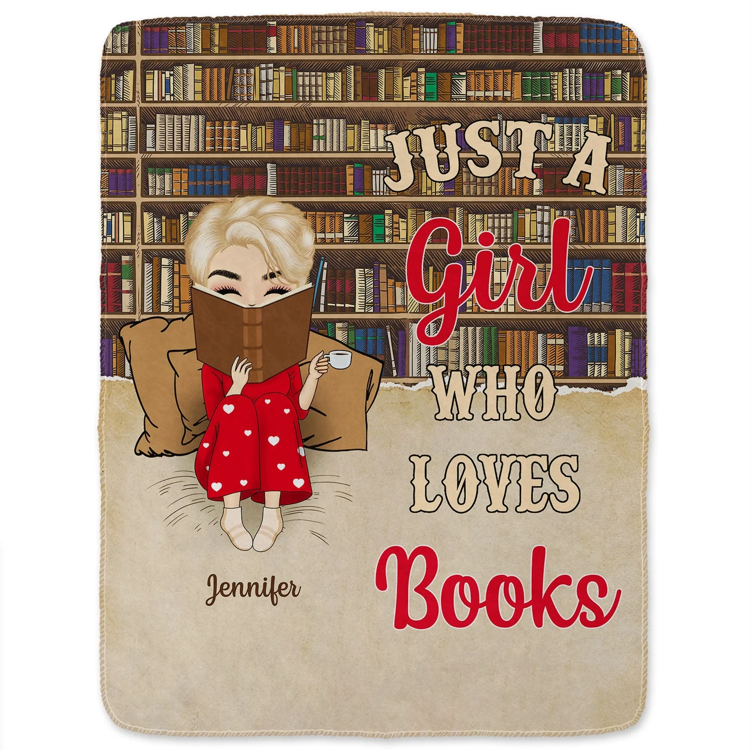 Reading Chibi Just A Girl Who Loves Books - Personalized Custom Fleece Blanket - Image 2