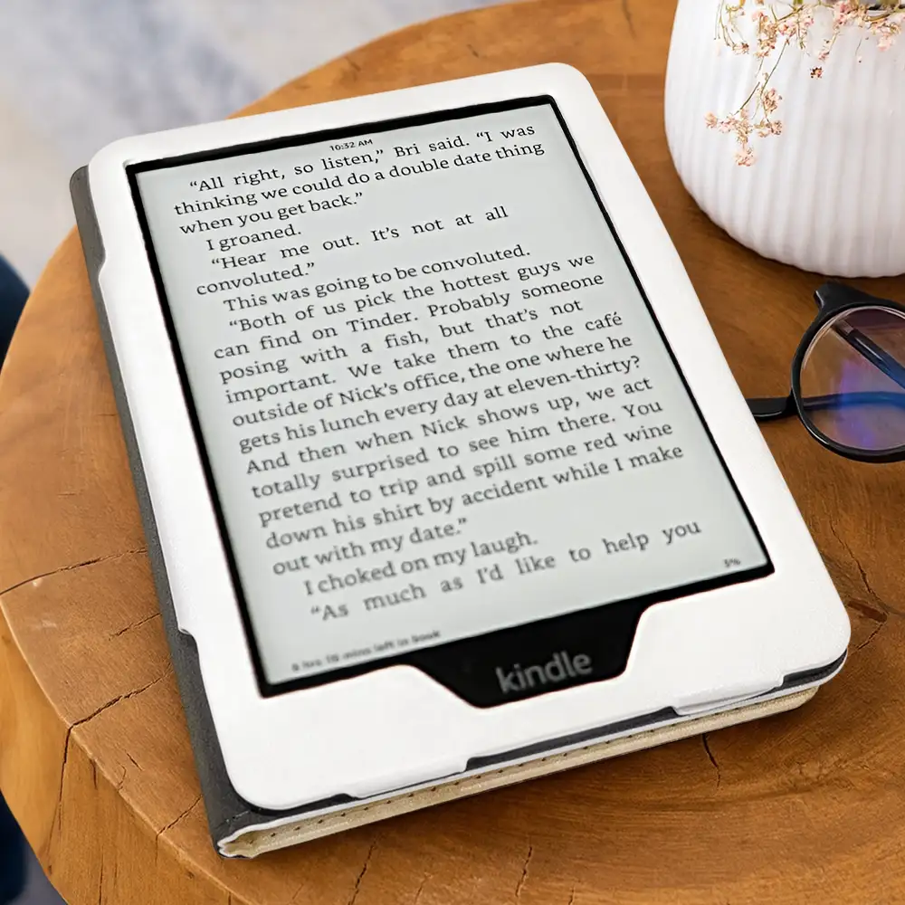 Reading Chibi Just A Girl Who Loves Books - Personalized Kindle Paperwhite Case Kickstand - Image 3