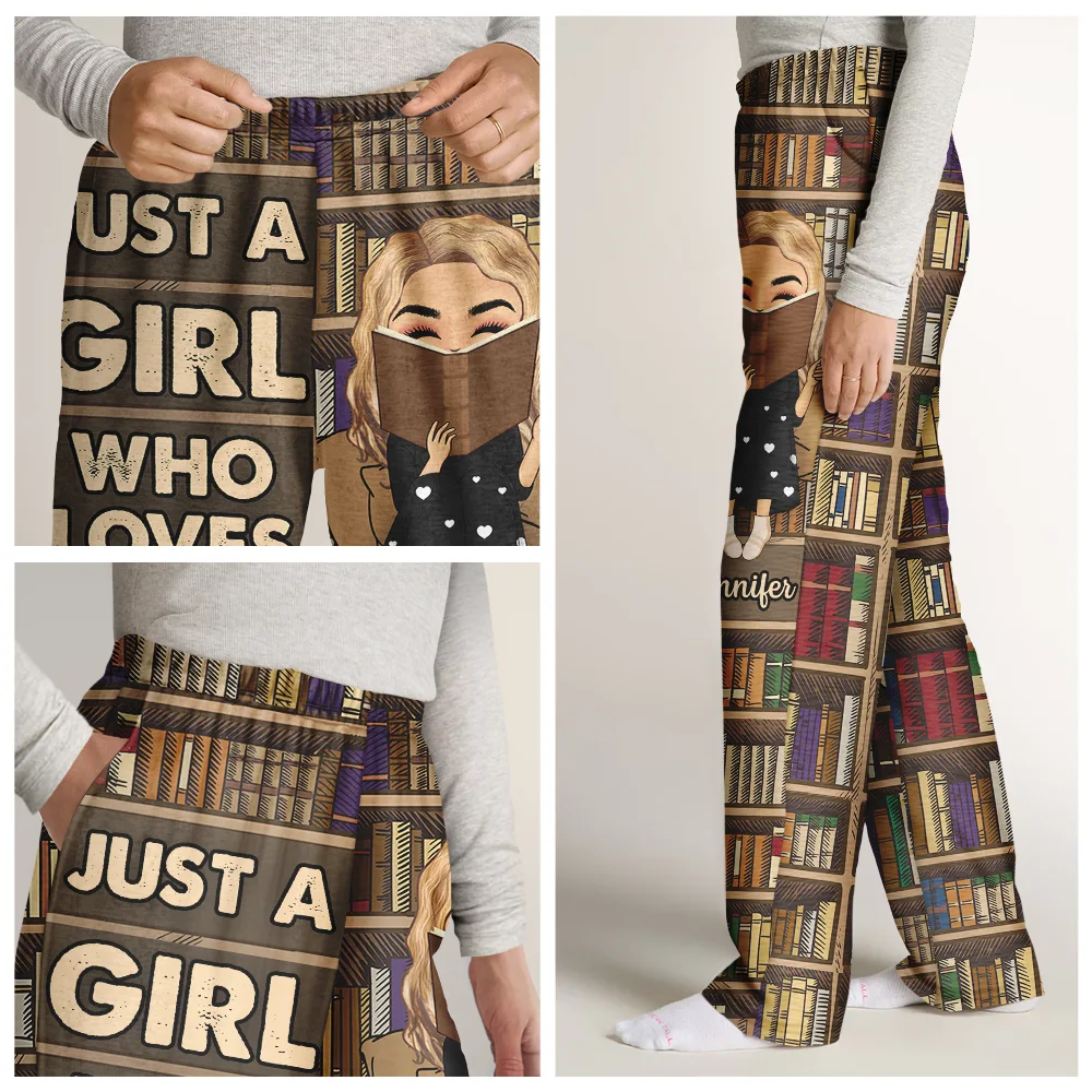 Reading Chibi Just A Girl Who Loves Books - Personalized Pajama Pants - Image 7