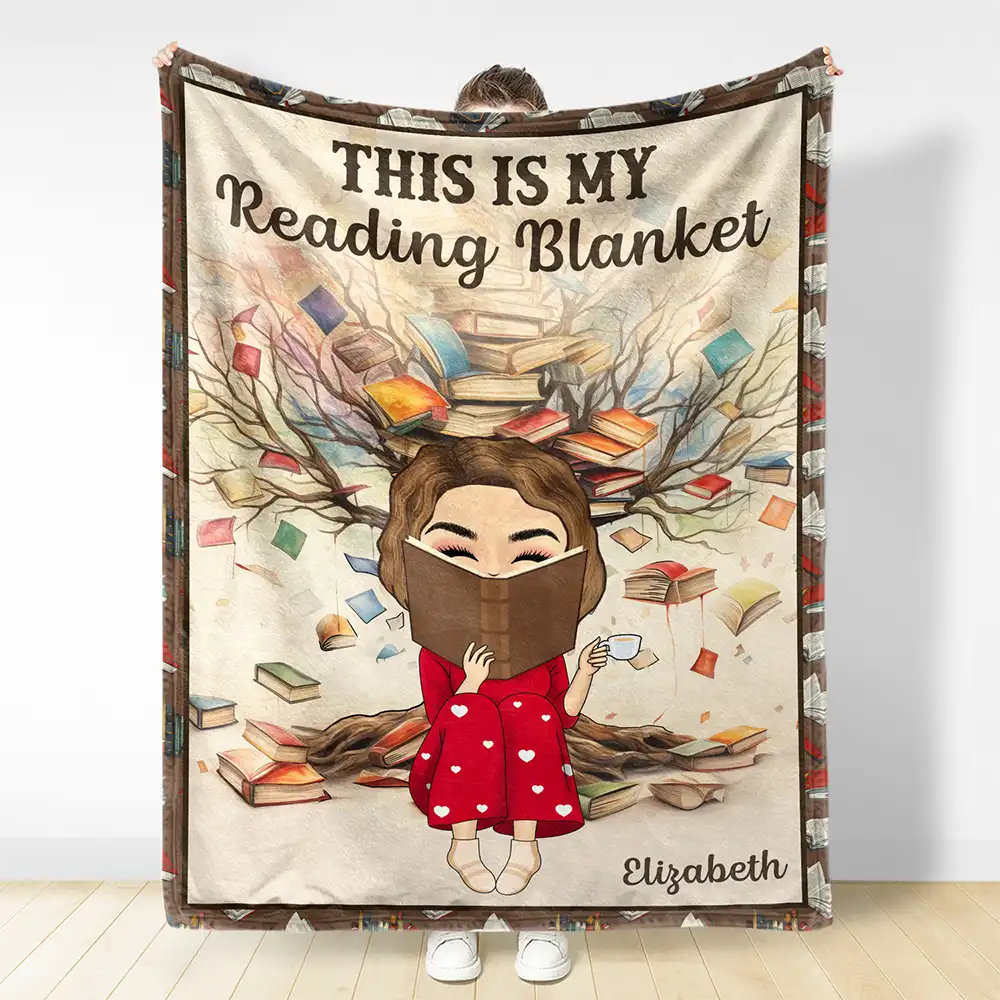 Reading Chibi My Reading Blanket - Personalized Fleece Blanket, Sherpa Blanket - Image 3
