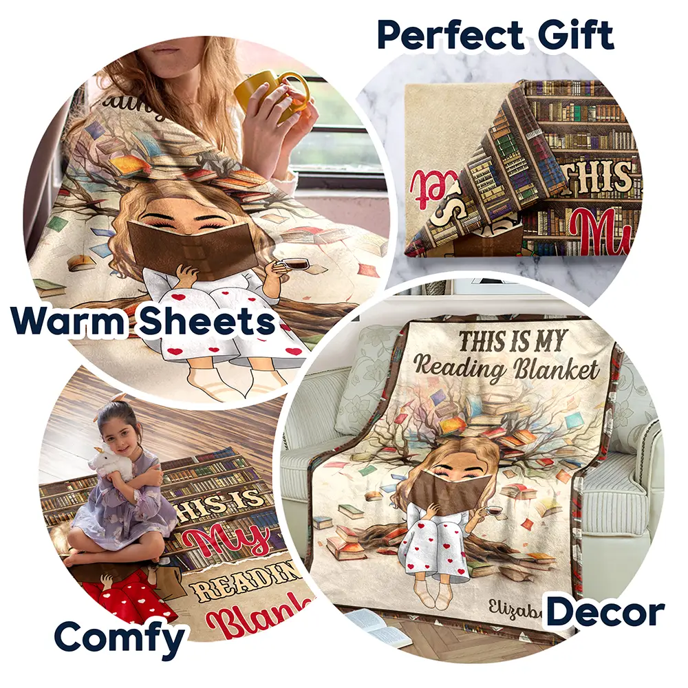 Reading Chibi My Reading Blanket - Personalized Fleece Blanket, Sherpa Blanket - Image 7