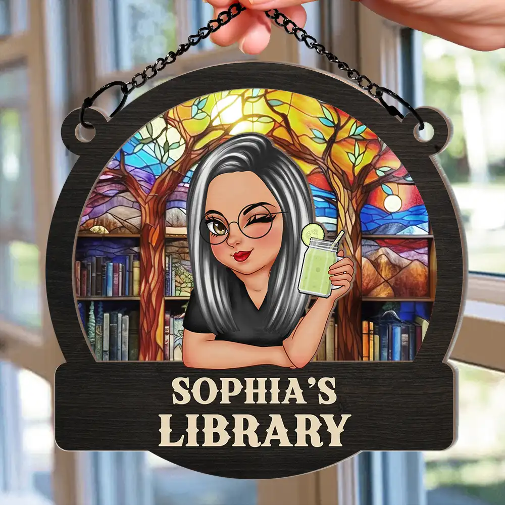 Reading Corner Women - Personalized Window Hanging Suncatcher Ornament - Image 2
