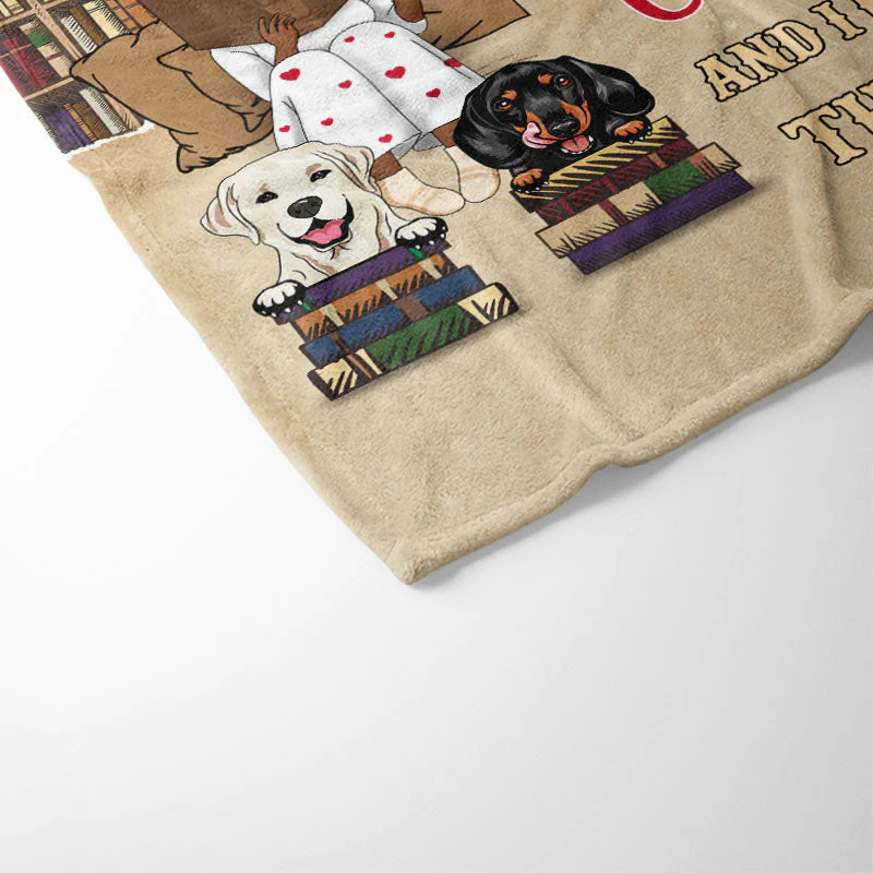 Reading Just A Girl Boy Who Loves Books & Dogs Cats - Personalized Custom Fleece Blanket - Image 3