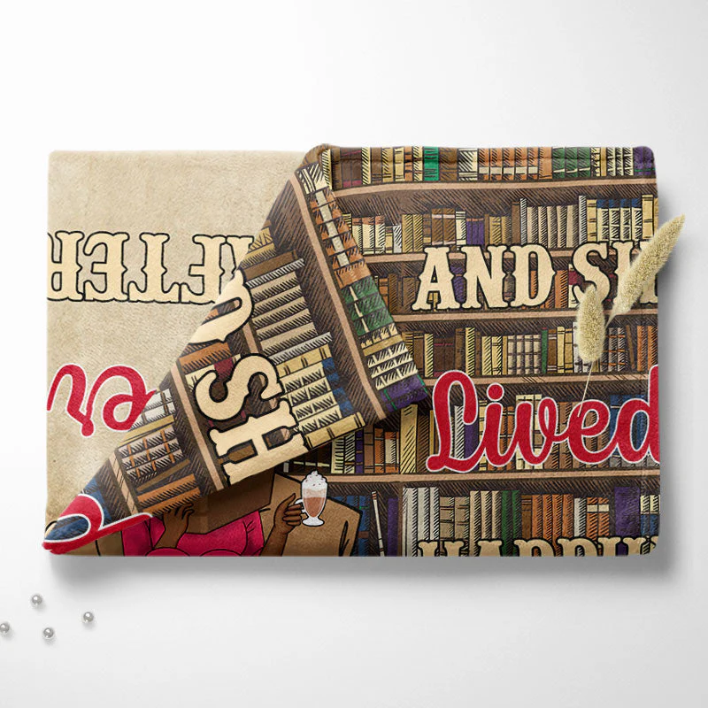 Reading Just A Girl Boy Who Loves Books & Dogs Cats - Personalized Custom Fleece Blanket - Image 4