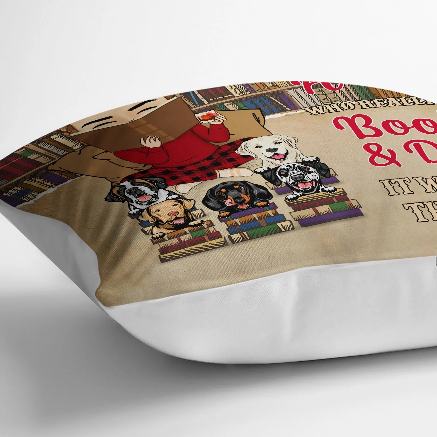 Reading Just A Girl Boy Who Loves Books & Dogs Cats - Personalized Custom Pillow - Image 3