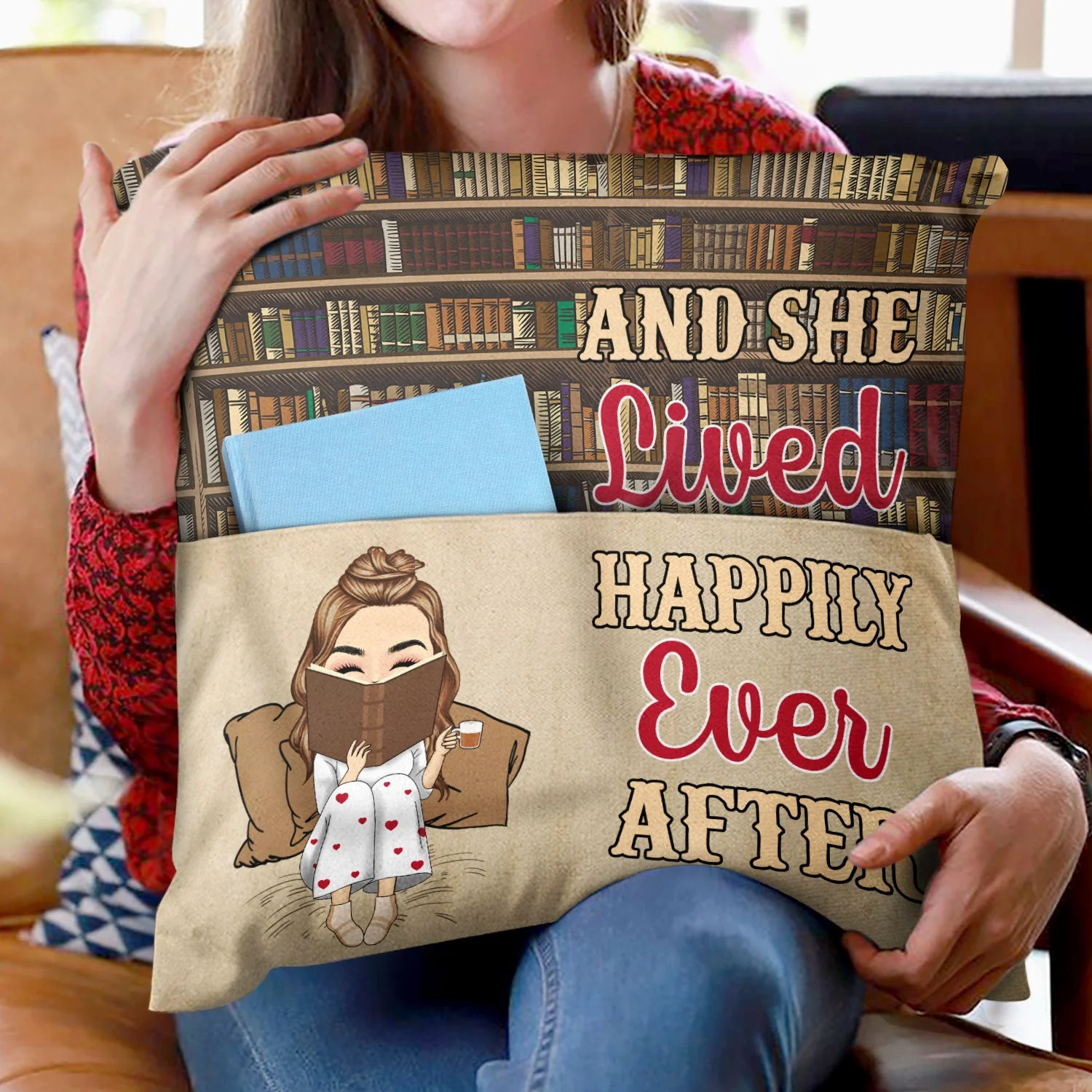 Reading Just A Girl Boy Who Loves Books - Gift For Book Lovers - Personalized Pocket Pillow - Image 2